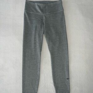 Nike Women’s Dri-FIT Gray Leggings with Form-Fitting Design and Wide Waistband